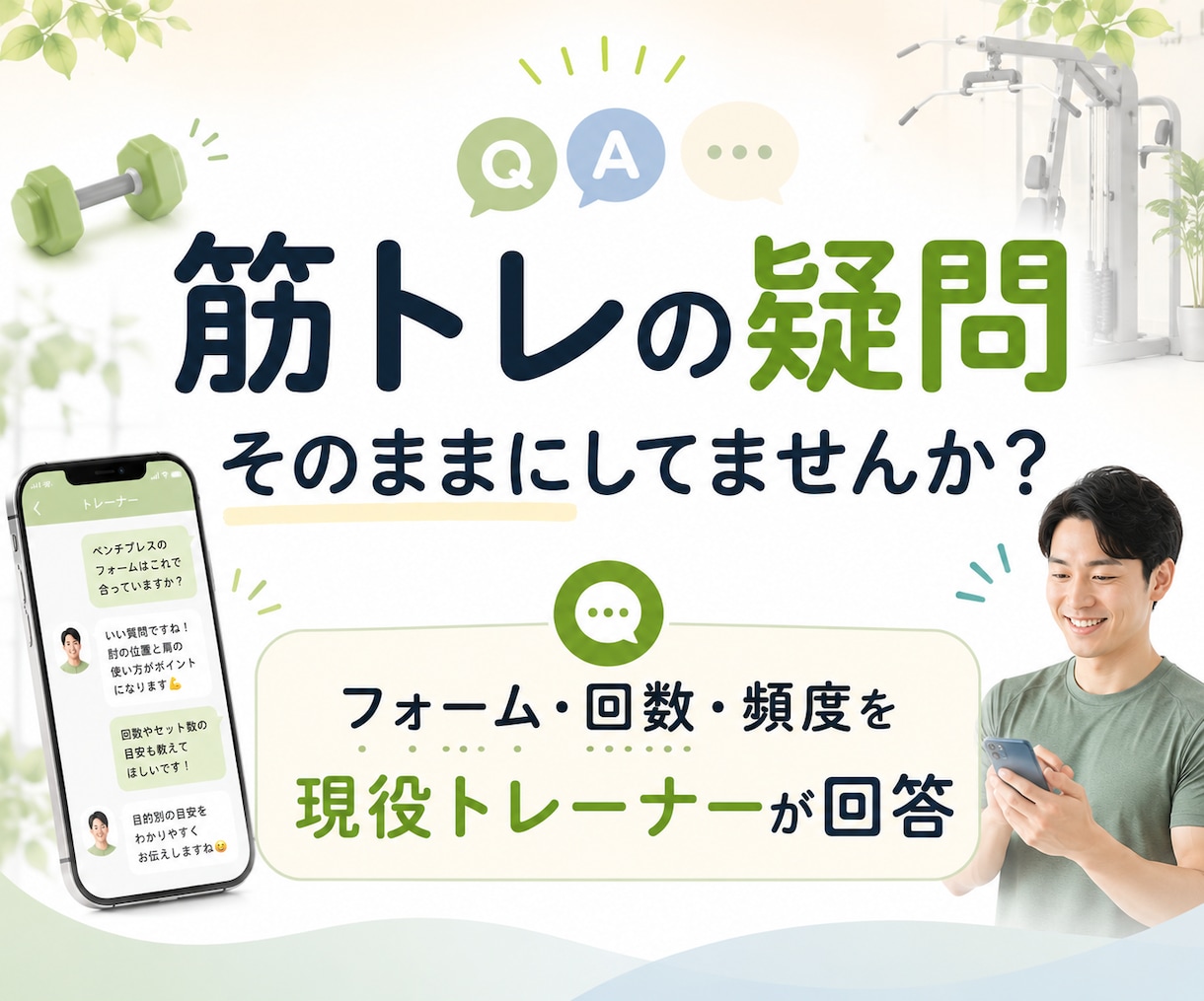 筋トレのフォーム・回数・頻度の疑問に回答します 月250本指導の現役トレーナーが筋トレの悩みを整理 イメージ1
