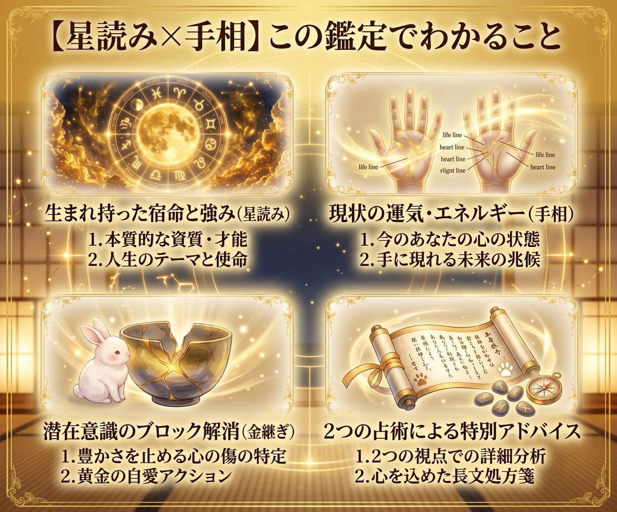 星読み&金継ぎ天職と仕事運を黄金に変える鑑定します ホロスコープからあなたの才能と天職を紐解き働く喜びを引き寄せ イメージ2