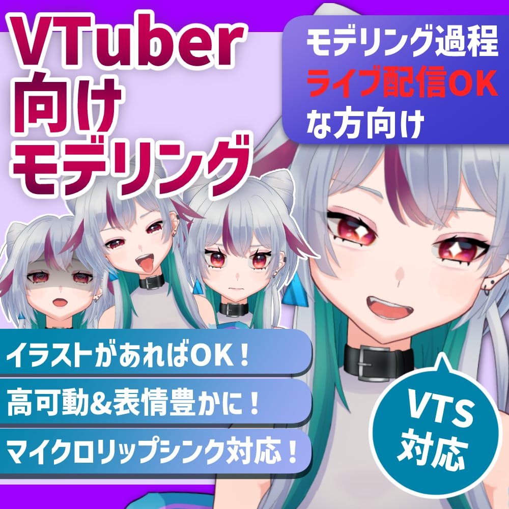 実績有！お安くVtuber向けモデリングを承ります 10名様限定価格！制作過程ライブ配信OKな方限定！ イメージ1