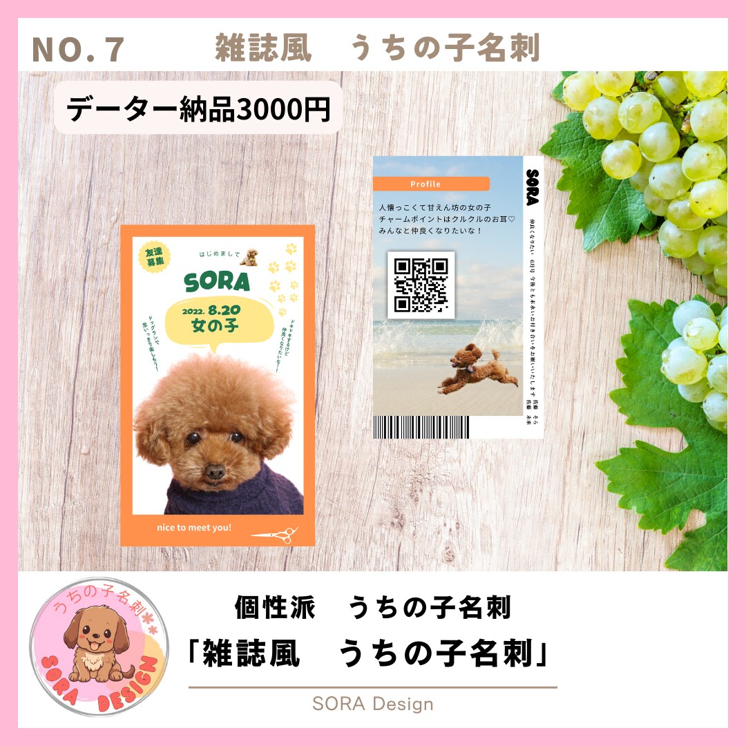 雑誌風デザインうちの子名刺を作ります ＋2000円で100枚(送料無料) イメージ1