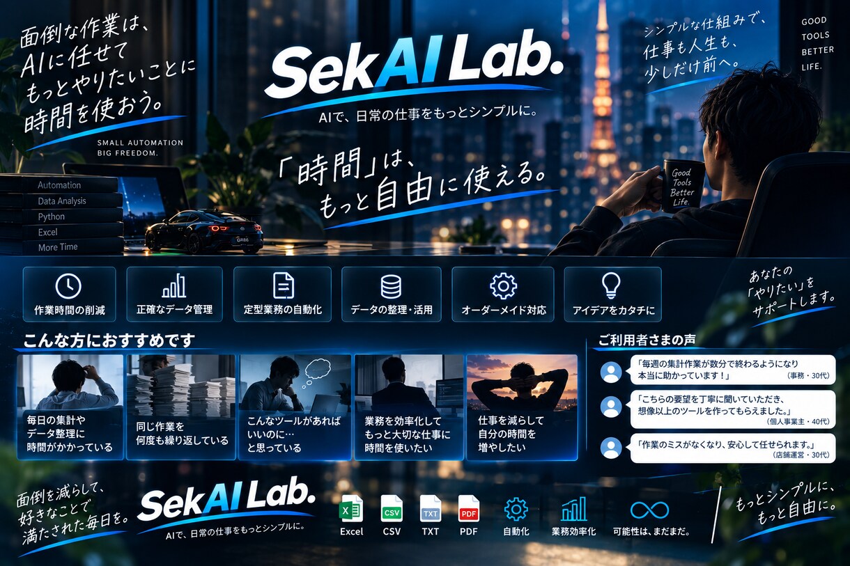 Excel・CSVの面倒な作業を自動化します 「これ楽にできない？」の段階からご相談OK イメージ6