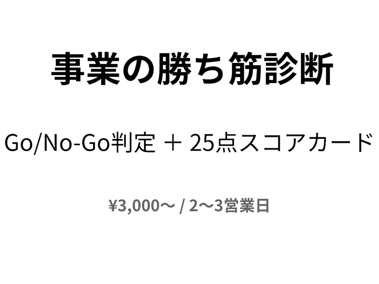 事業の勝ち筋を25点満点で診断します 勝てるか否か、副業・起業前の「正直な評価」をお届けします イメージ1