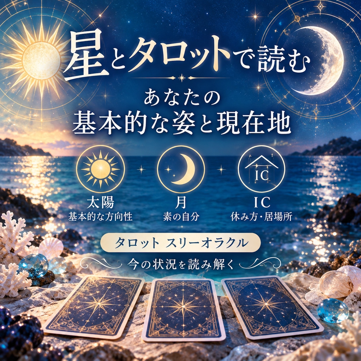 太陽・月・ICとタロットで今を読みます 基本的な自分と休み方、現在地をシンプルに読み解きます イメージ1