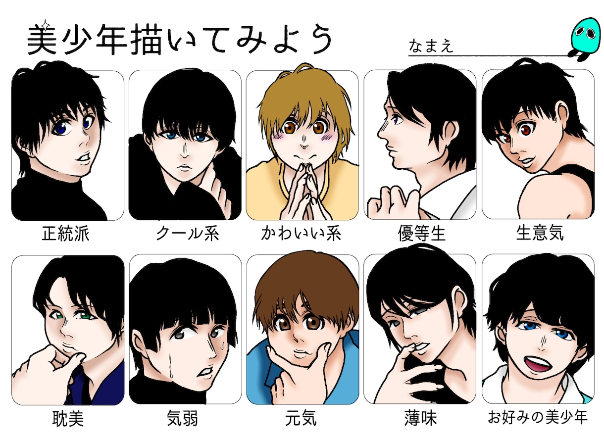 アイコンや似顔絵など顔のみのイラスト描きます 複数の目のパターンからお好きな形を選べます イメージ1