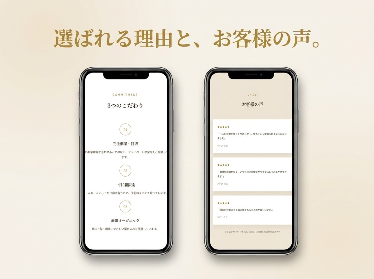個人店舗・個人事業主向けLPを制作します スマホでも見やすいおしゃれな1ページサイトを制作 イメージ3