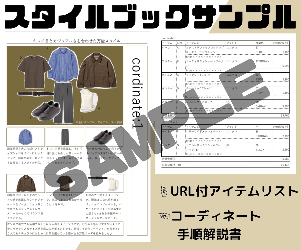 アパレル経験12年。メンズ向けのコーデ提案致します 文字と画像で完結！解説書とチャットのやり取りでおしゃれの相談 イメージ3