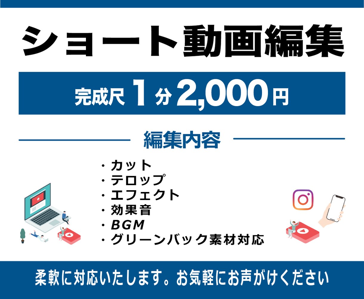 ご希望のテイストに合わせて動画編集いたします 柔軟に対応いたしますので、お気軽にご連絡ください。 イメージ1