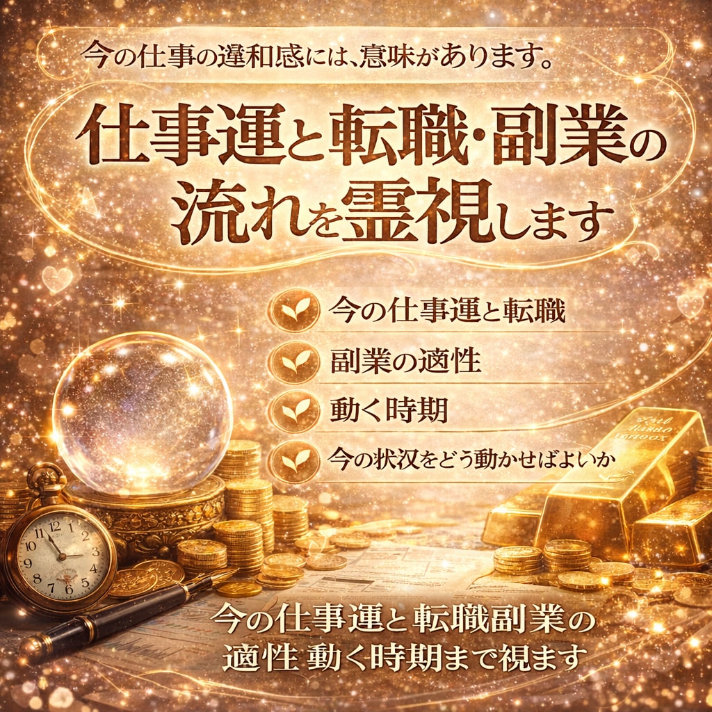仕事運と転職・副業の流れを霊視します 今の仕事運と転職副業の適性動く時期まで視ます イメージ1