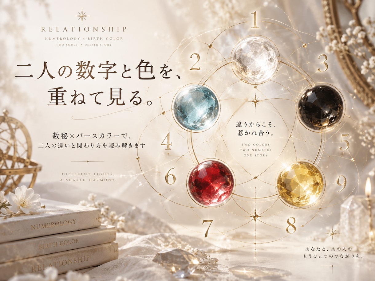 生年月日から二人の相性・違いを数秘で読み解きます 相性だけでは見えない、二人の違いと関わり方まで イメージ3
