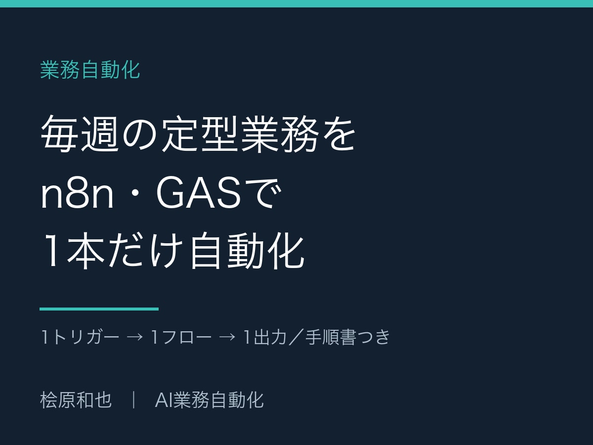 n8n・GASで定型業務を1本自動化します メール・スプレッドシート・PDFの毎週同じ作業を自動化します イメージ1