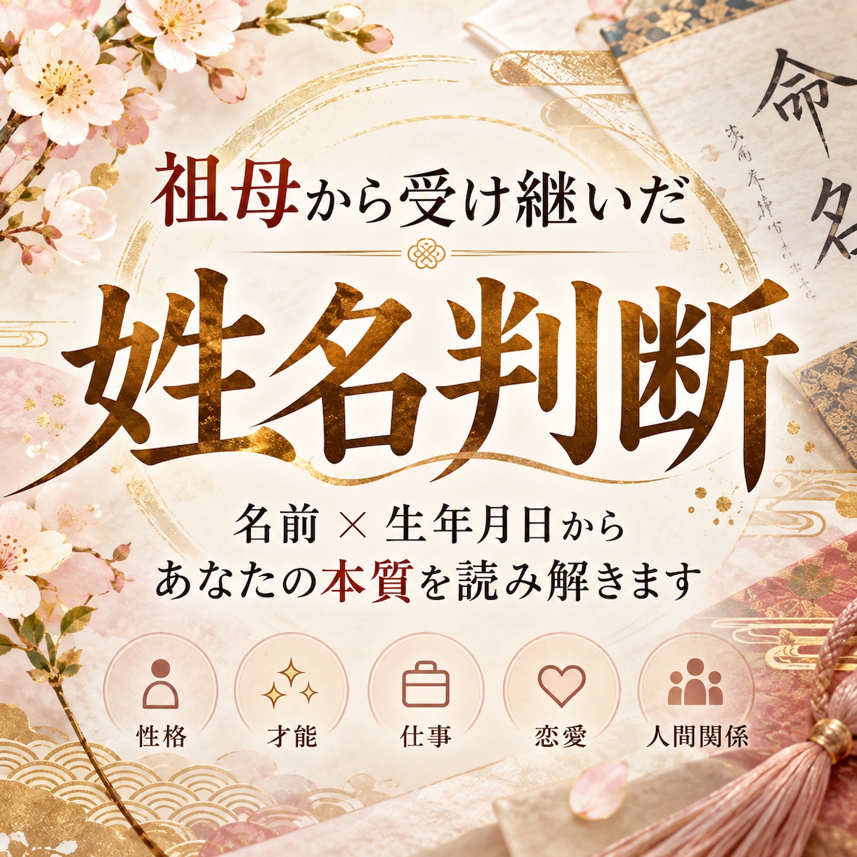 姓名判断で本質、才能、恋愛、運勢を鑑定します 姓名判断と生年月日から、あなたを多角的に読み解きます イメージ1