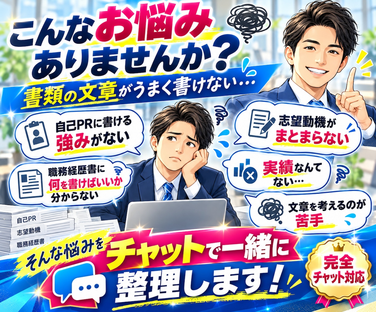 自己PR・志望動機など5項目を作成します 普通の経験から強みを発掘！完全チャットで文章化 イメージ3