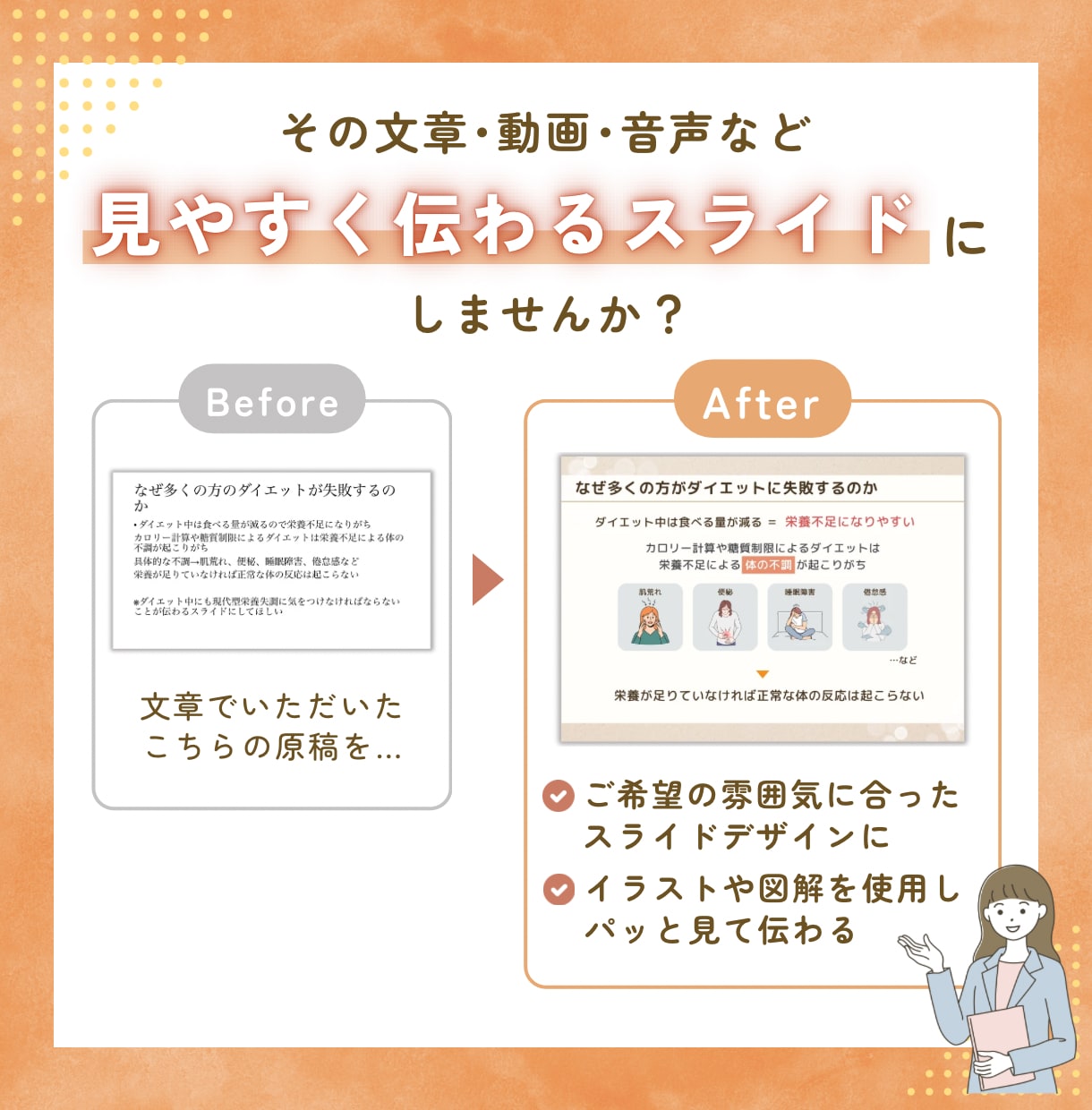 まるっとお任せ！Canvaでスライド資料制作します 講師クオリティで安心＊スライド資料を情報整理から丁寧に作成！ イメージ2