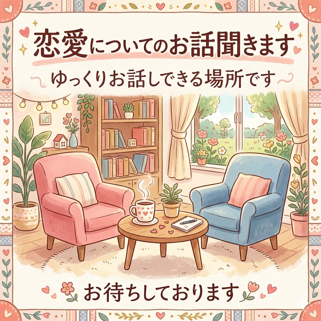 ゆっくり恋愛のお話聞きます 12時間以内に返信します！恋バナ、ご相談、関連の雑談…etc イメージ1