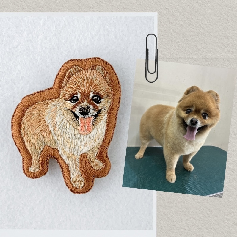 手刺繍オーダーメイド動物ブローチお作りします お写真を思い出メモリアルとして持ち歩けます イメージ1