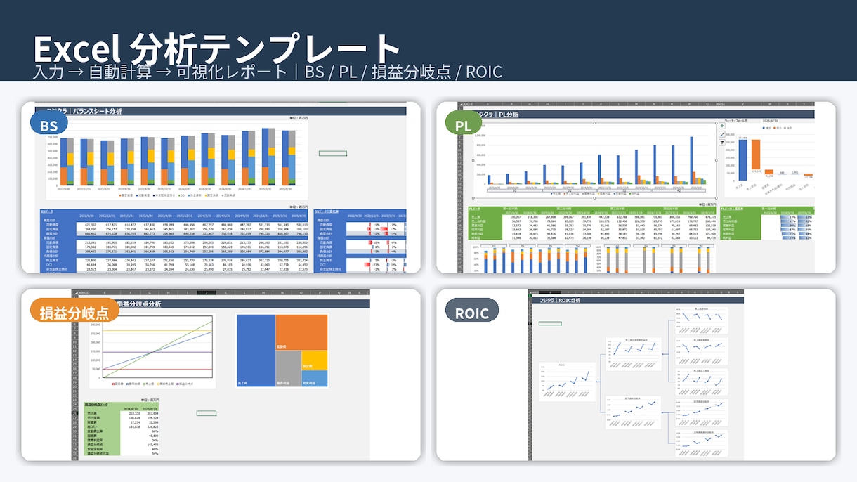 Excel財務分析テンプレを提供します 入力だけで自動で計算、可視化するエクセルテンプレート イメージ1