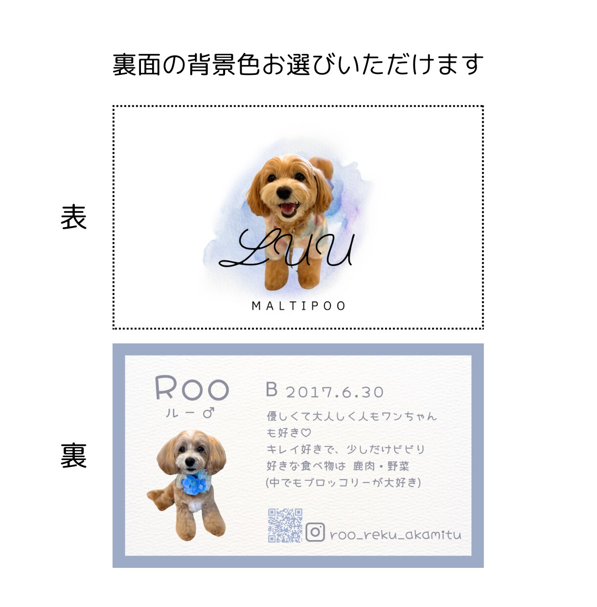 水彩デザイン優しげな『うちの子名刺』を作成します お友達への紹介にぴったり！可愛いうちの子を自慢しちゃお♪ イメージ4