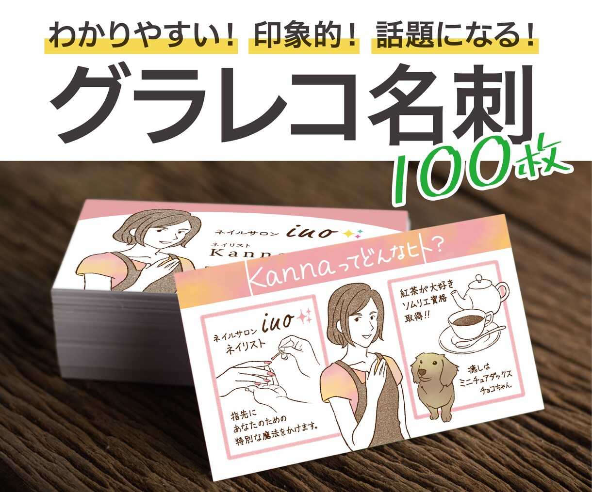 人柄まで伝わる『グラレコ名刺』を制作いたします ／ 話題になる！印象に残る！「はじめまして」のご挨拶 イメージ1