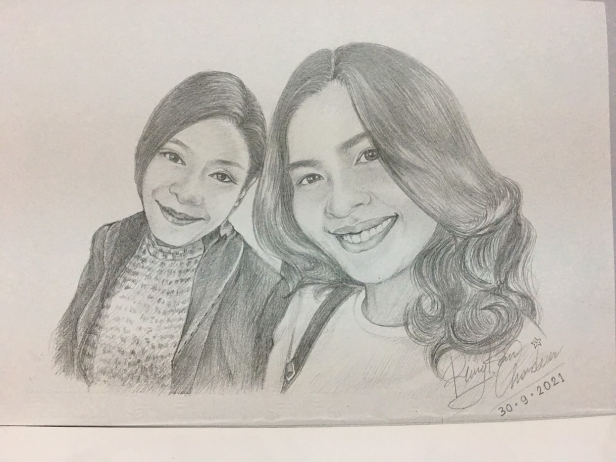 思い出作り♪写真をもとに人物や猫の似顔絵を描きます 家族や恋人、友達、ペット、また去ってしまった人やペットの為に イメージ8