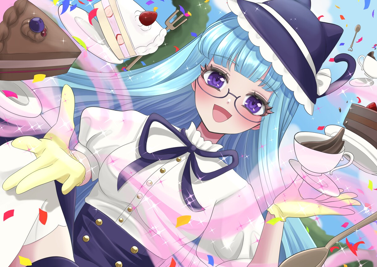 商用込 【キラキラな絵柄で1枚絵】描きます 白兎あわの絵柄で素敵な一枚絵を作成します イメージ8