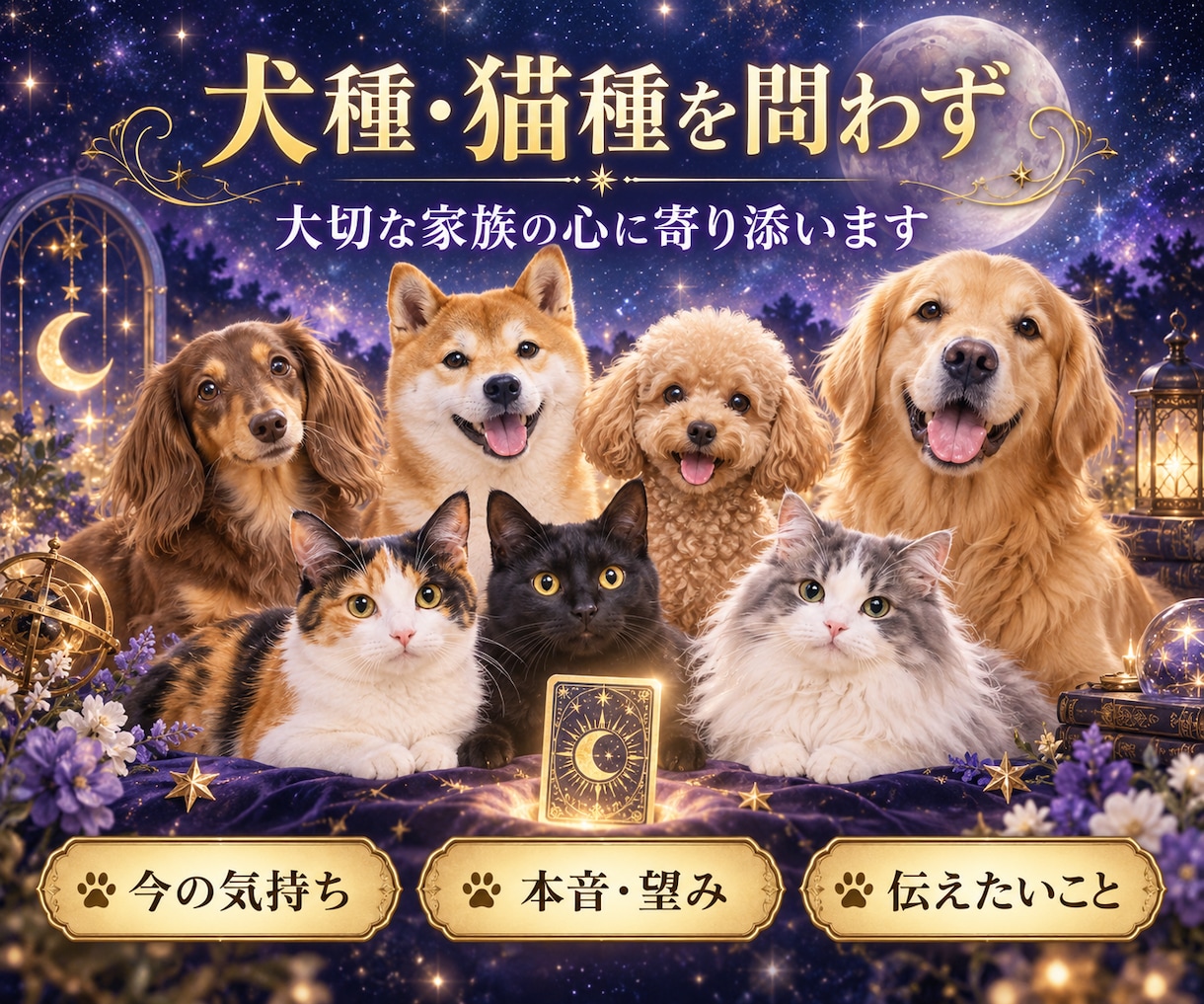 ペットの気持ち・本音を霊視タロットで丁寧に占います 犬猫限定｜今の本音・望み・飼い主様への想いを丁寧にお届け イメージ2