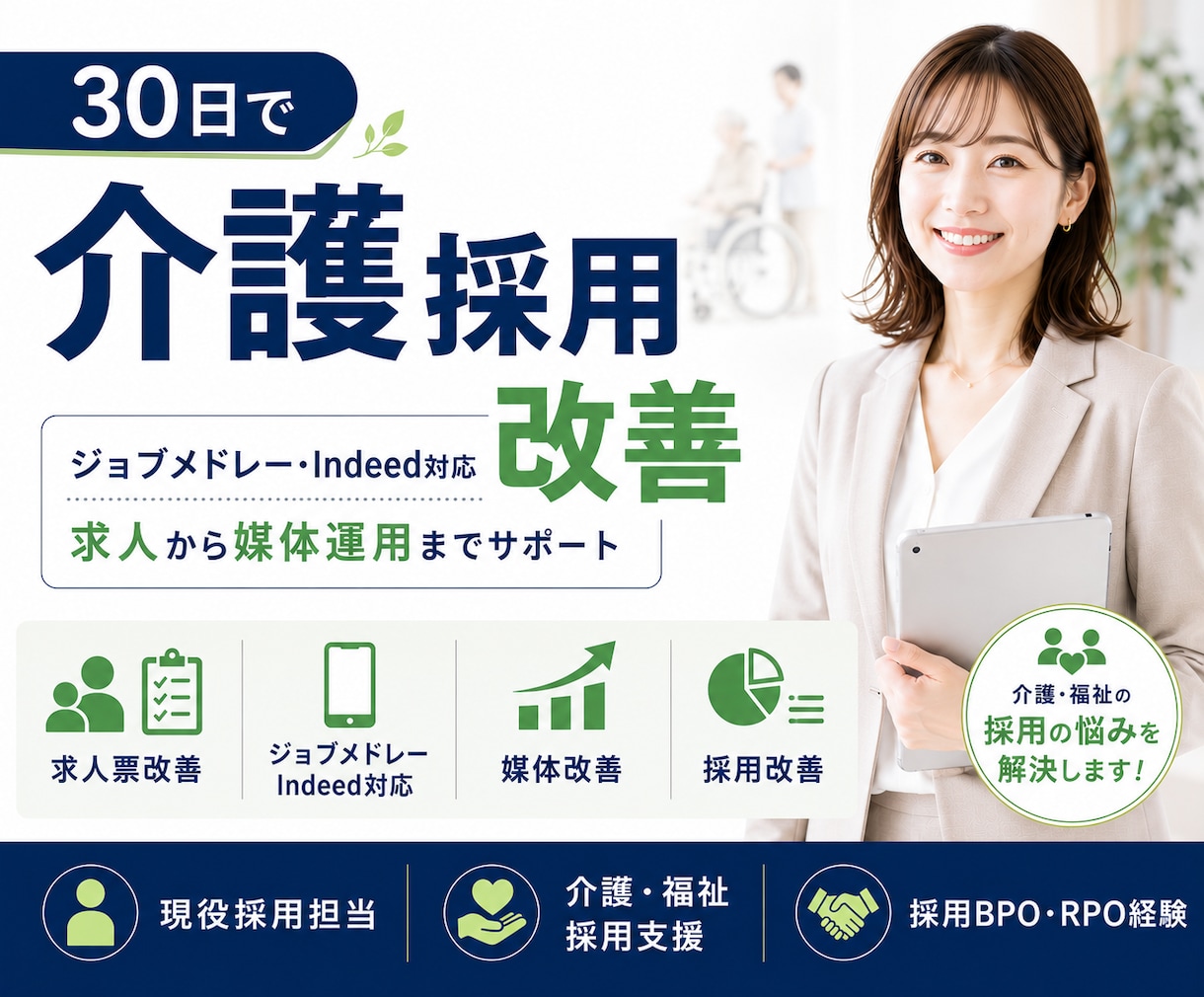 介護・福祉特化◆採用を30日で改善します 介護・福祉の採用を、仕組みから整えます。 イメージ1