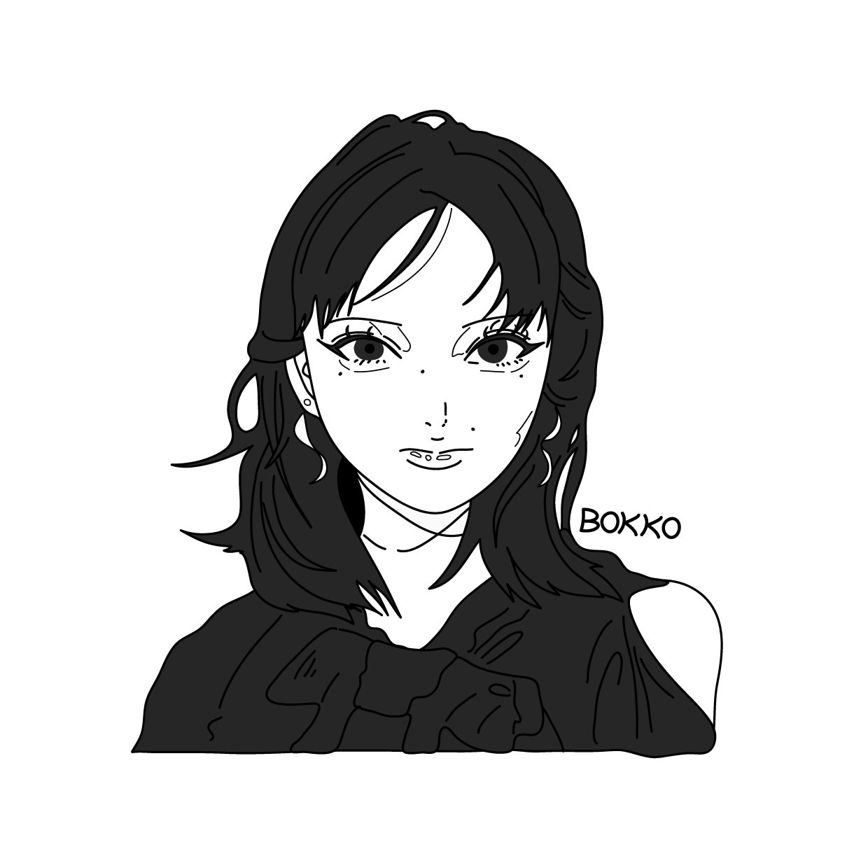 人物をアニメ風にイラスト化します 人物／白黒／シンプル／アニメ風／似顔絵 イメージ1