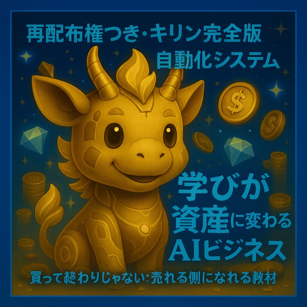 キリンくん完全版！自走で継続収益作ります 買って終わりじゃない、“売れる側”になれる教材！実践型モデル イメージ1