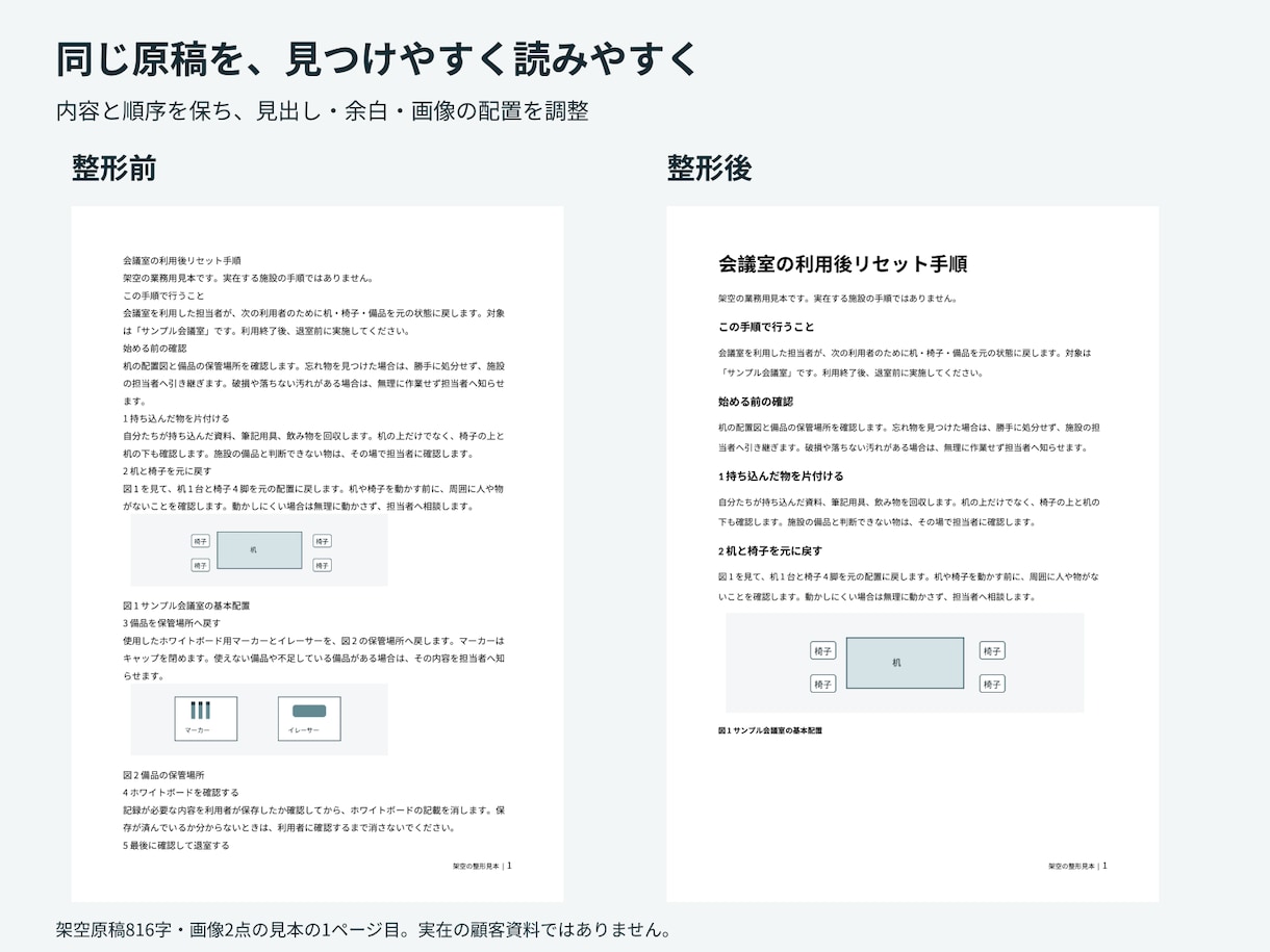 支給原稿を読みやすいWord手順書に整えます 見出しと画像配置を整え、編集用DOCXと確認PDFを納品 イメージ2