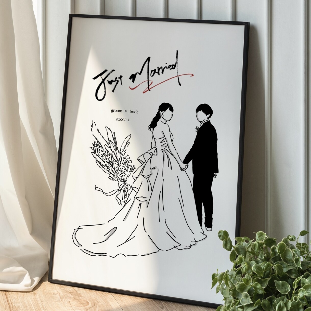 おしゃれ可愛い◎韓国風イラストお描きします 大切な写真を元に作成！特別なウェディングアイテムに。 イメージ5