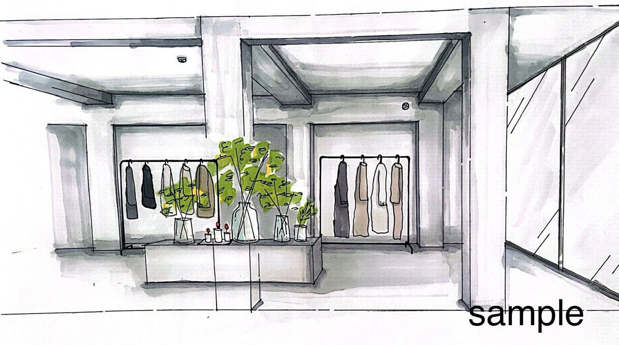 手描きで空間のイメージスケッチ制作いたします 住宅から店舗まで対応可能です！ イメージ8