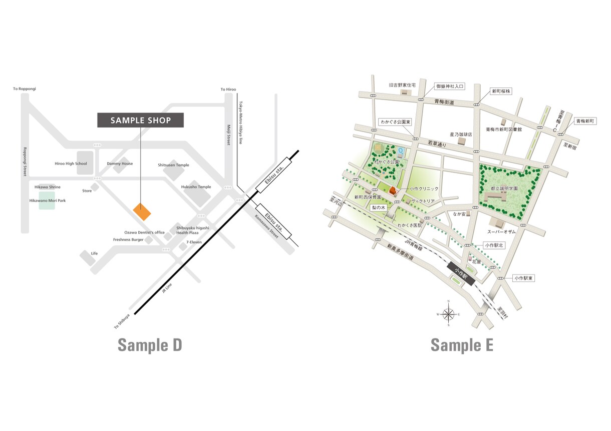 お店や紙面のイメージに合う地図を制作します 既存のWebマップでは味気ない…とお感じの方へ イメージ2
