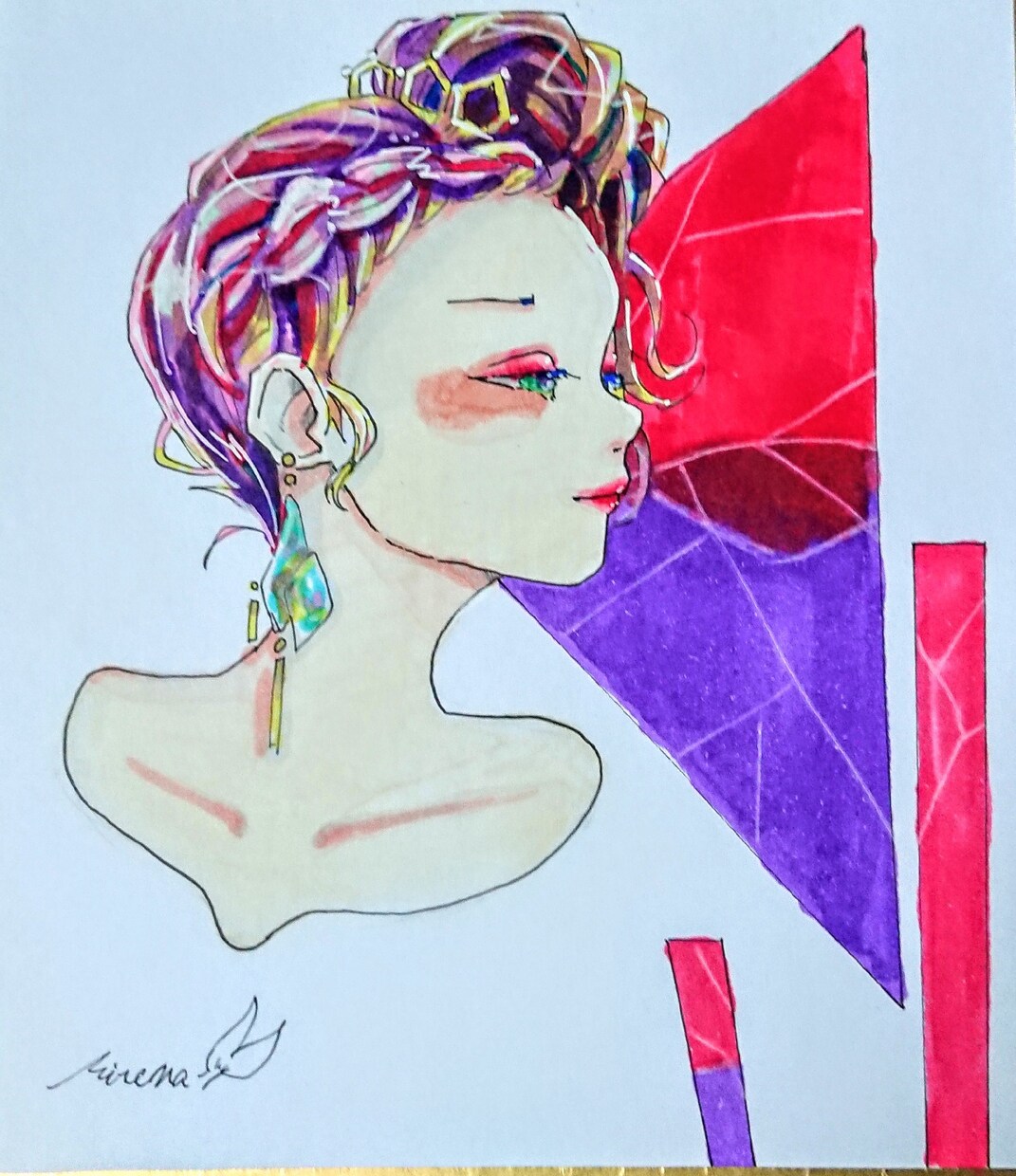 オシャレな雰囲気の色紙イラスト描きます 貴方だけの一点物のイラストをお部屋のインテリアに イメージ5