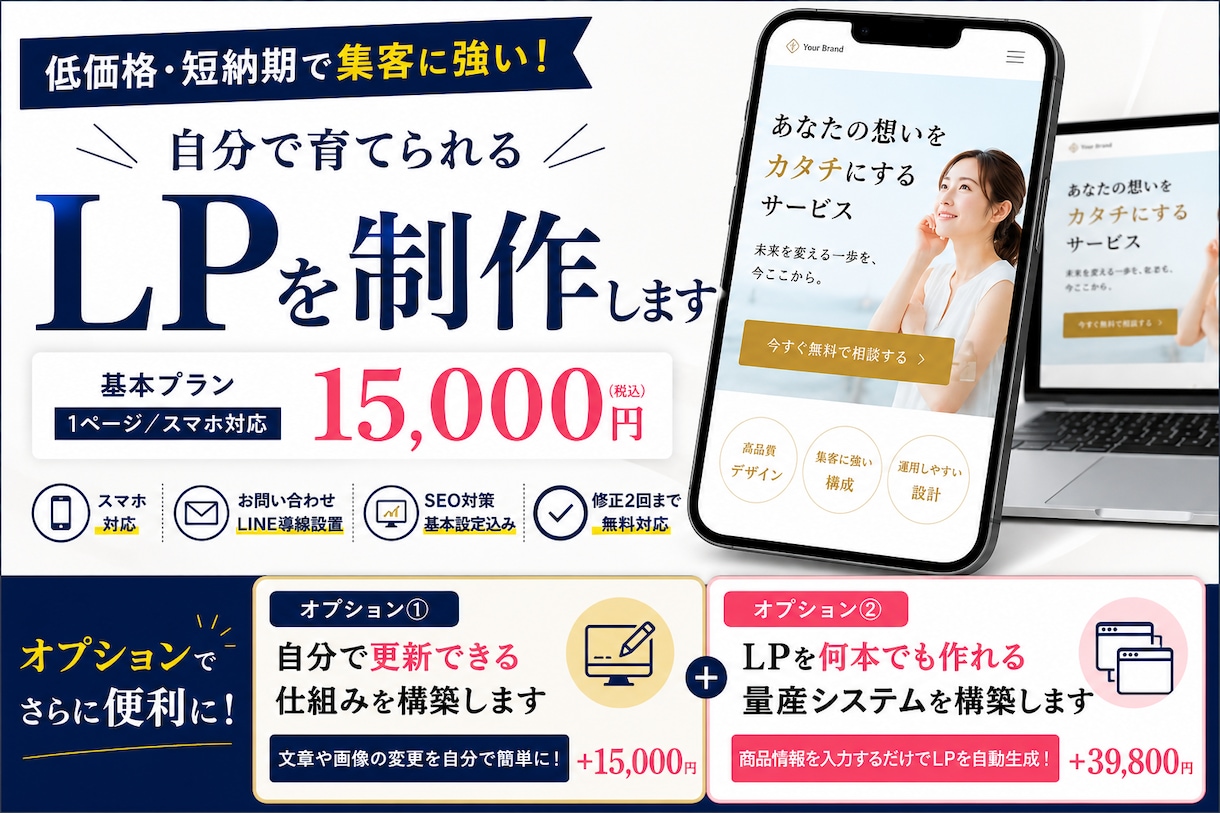 低価格で高品質なLPを制作します 低価格・短納期！運用しやすいLPを制作します イメージ1