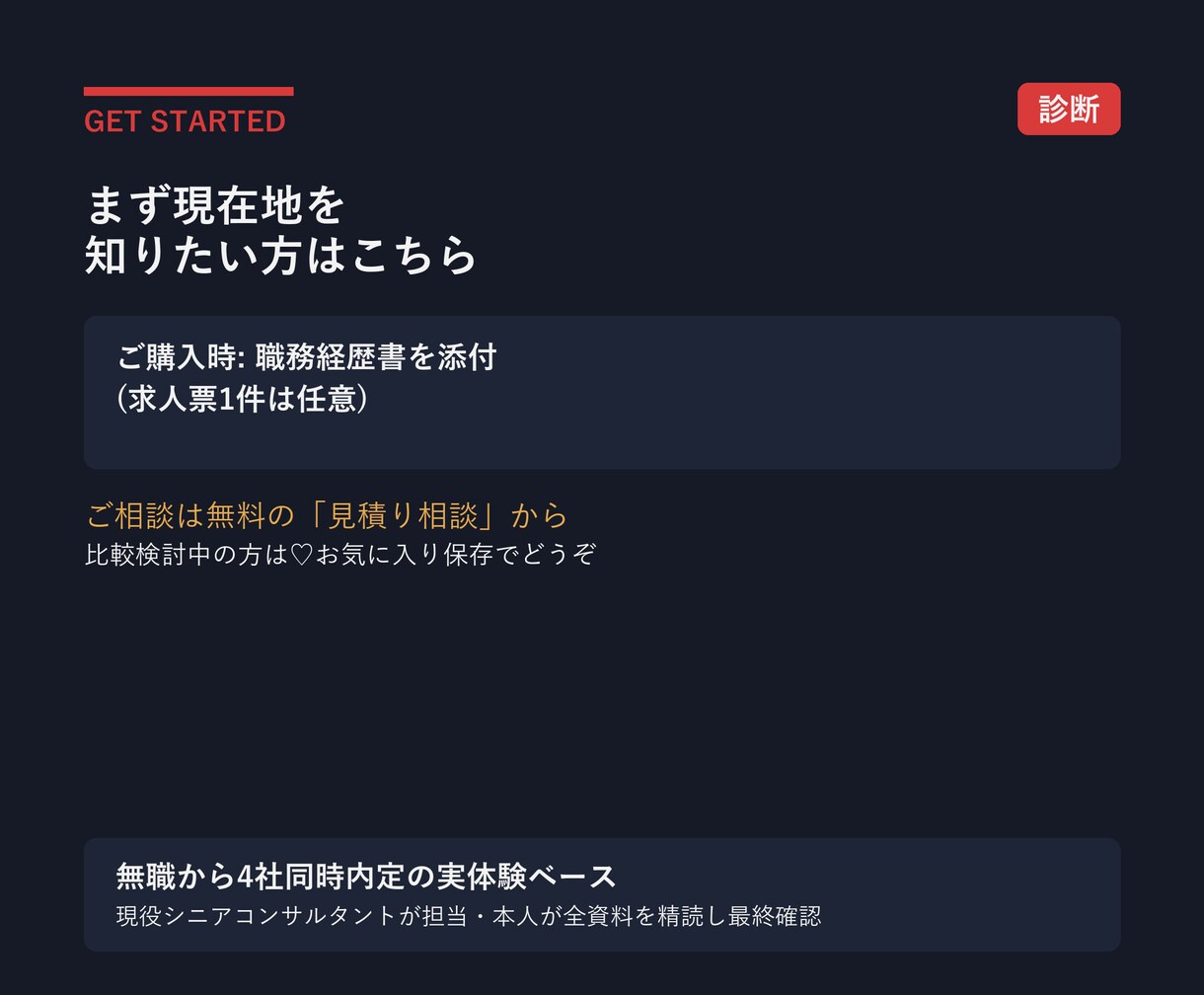 転職の職務経歴書と面接の弱点を診断します 4社同時内定の現役コンサルが落ちる原因を特定します イメージ10
