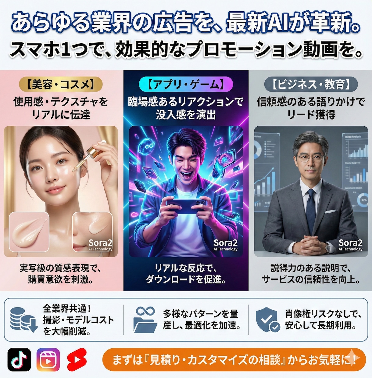 実写級のAIモデルUGC広告動画を制作します 自撮りがプロの広告動画に！商用OK・修正自在のAI素材制作 イメージ6