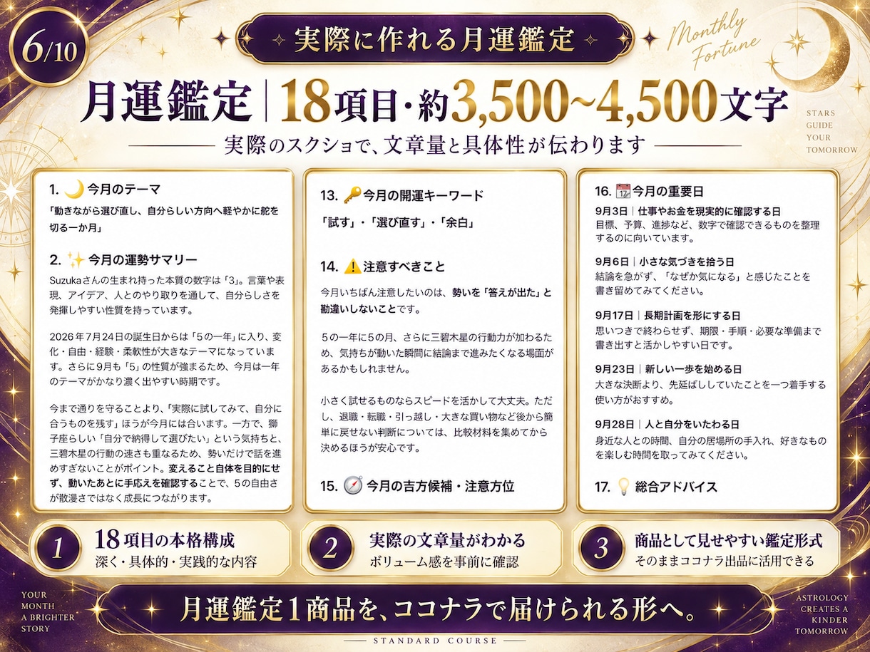 AI占い月運＋年運2商品キットを提供します 継続商品＋高単価商品をココナラ販売へ イメージ6