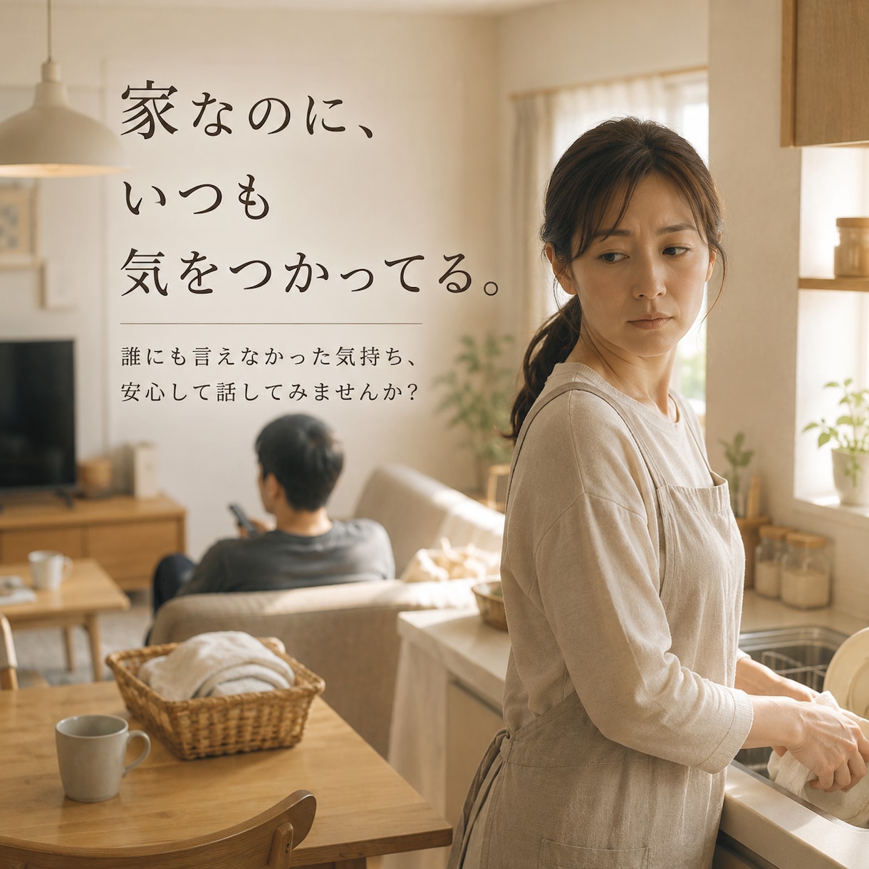 夫の機嫌言いたいことも言えない方のお話を聴きます お金も離婚も親に言えず、一人で抱えてきたあなたへ イメージ1