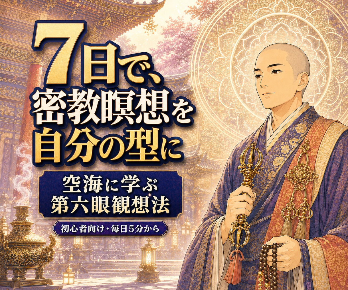 密教瞑想と第六眼観想法を7日間で修得できます サードアイ・霊視占い講座を7日間で体得できる イメージ1