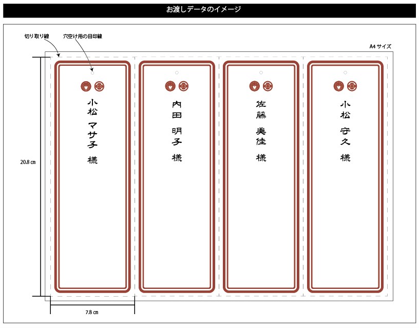 家紋入り 和装スタイル結婚式の席札作ります 30名 5000円！和装スタイルでの結婚式におすすめです イメージ3