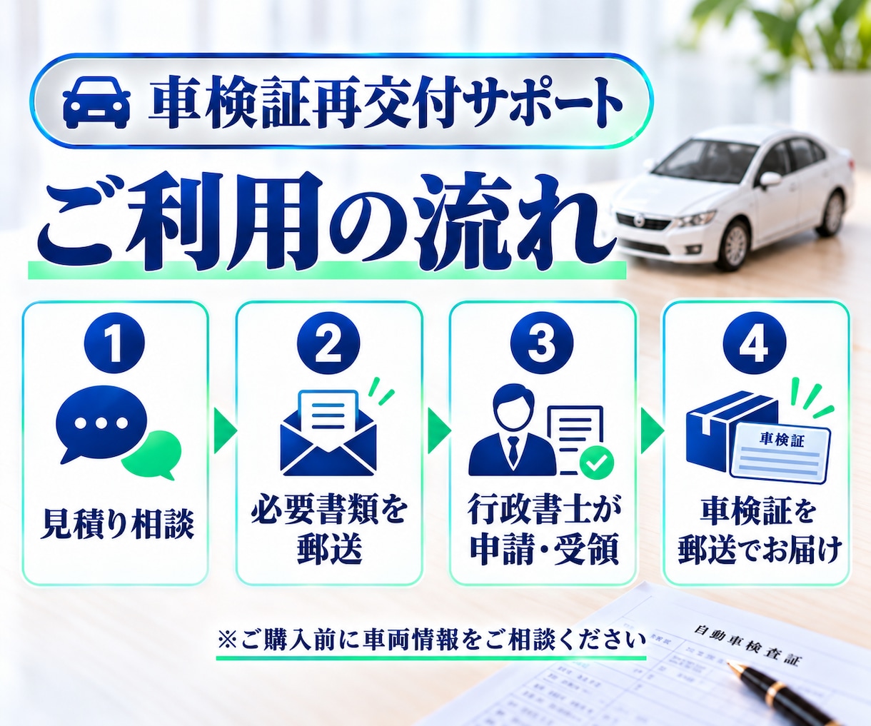 行政書士が車検証（なにわ）の再交付申請を代行します なにわナンバー（大阪市全域）申請から受領まで イメージ2