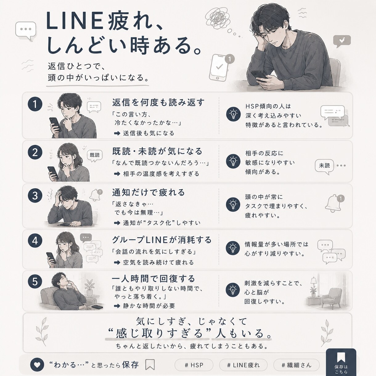 感情に寄り添う“共感系SNS図解”を制作します “わかる…”と思わせる感情設計と“少し救われる共感” イメージ3