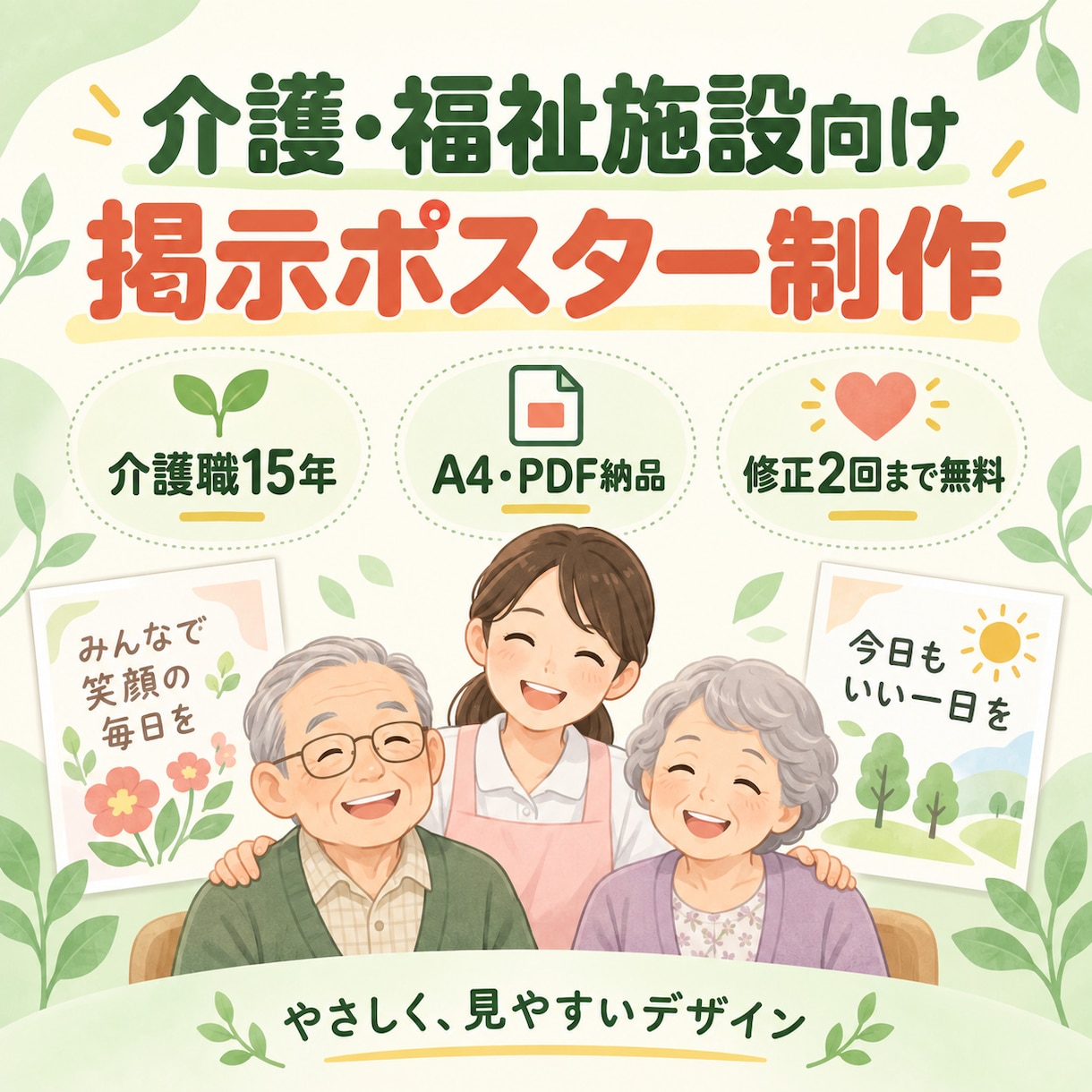 介護施設向けの掲示ポスターを制作します 介護職15年の経験を活かした見やすいデザイン イメージ1