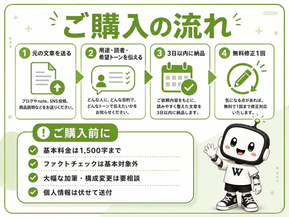 AIっぽい文章を自然に整えます 意味は変えず、人が書いたように読みやすくします。 イメージ4