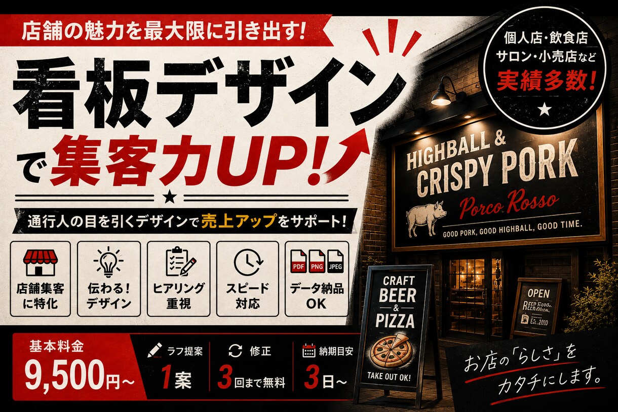 お店の売上につながる看板デザイン製作します 売上伸びないと悩んでいるお店様に売れる看板を製作します！ イメージ1