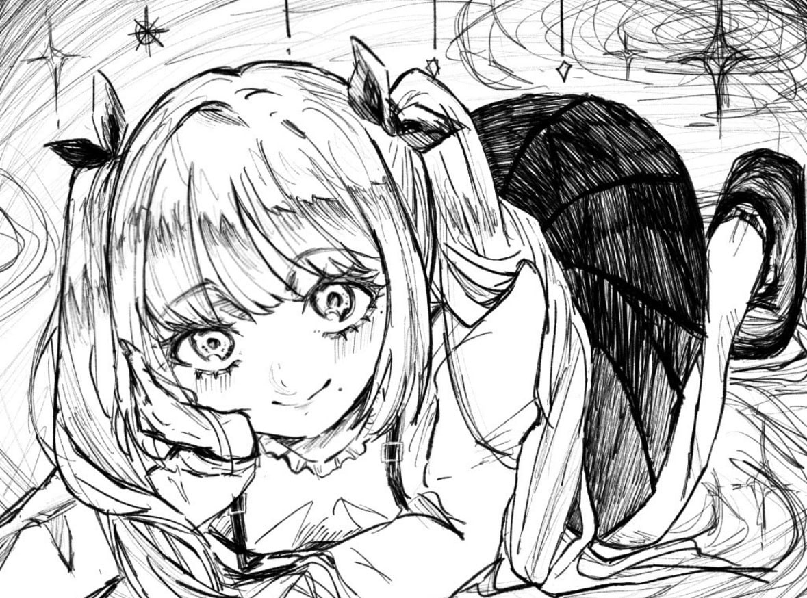 デジタルのダークなモノクロイラストを作成します 可愛いイラストからダークな雰囲気まで幅広く描けます！ イメージ1