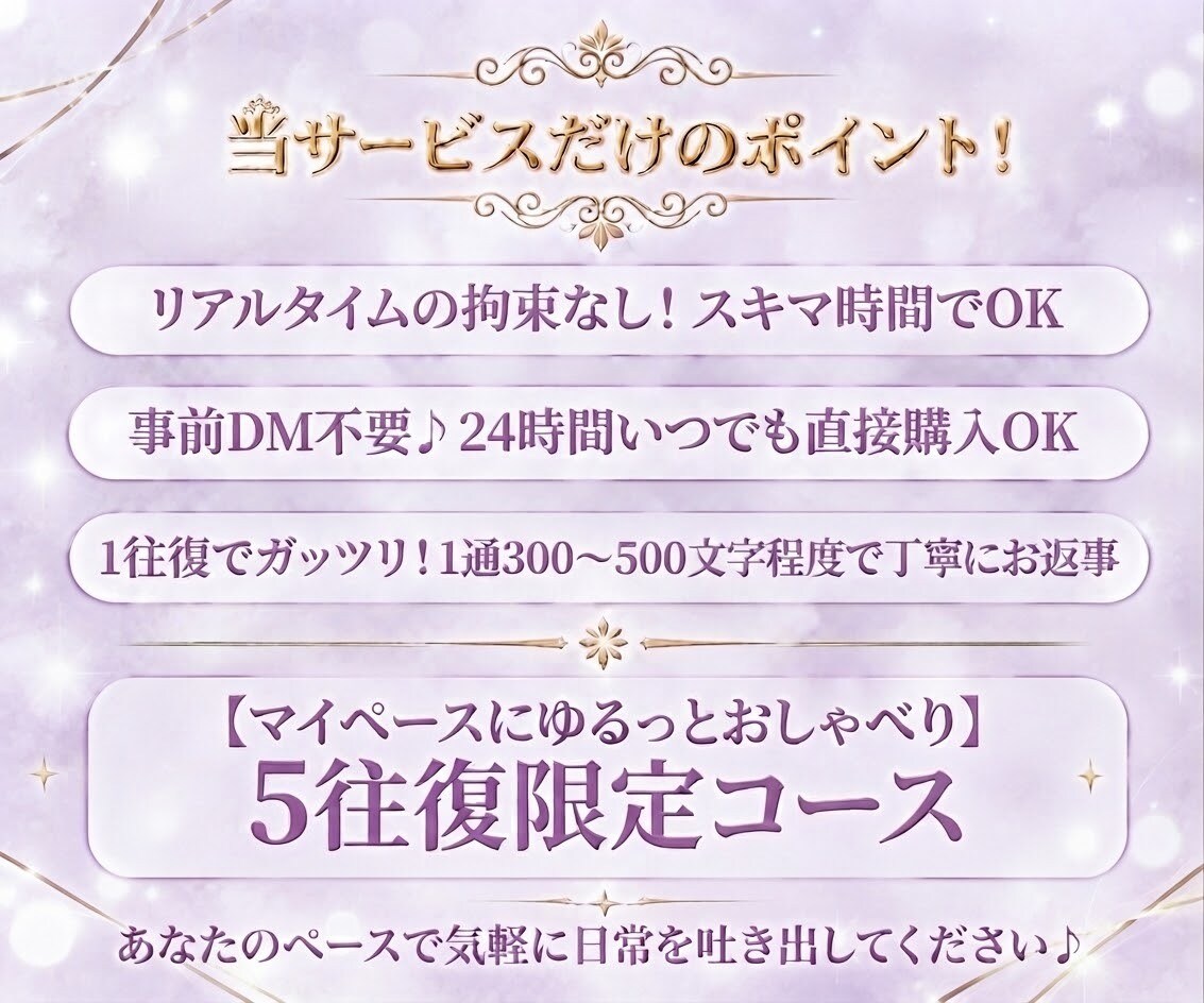 5通☆友達感覚で今日あったことをゆるトークします 5通、雑談、話し相手、暇つぶし、友達、LINE風、ゆったり イメージ3