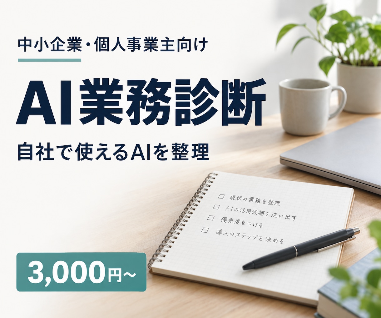 あなたの会社でAI化できる業務を一緒に見つけます AI導入の第一歩に。自社で活かせる業務と方法を整理 イメージ1