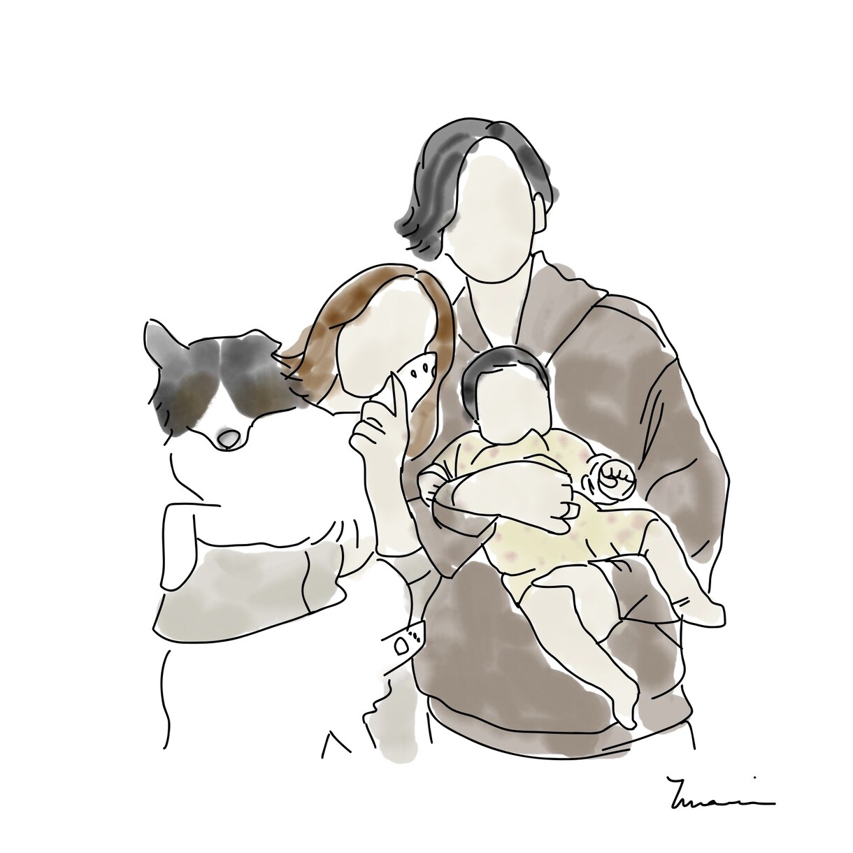 カップルやご家族、お子様なんでもイラストかきます 結婚式やSNS、記念にいかがでしょうか❁ イメージ9