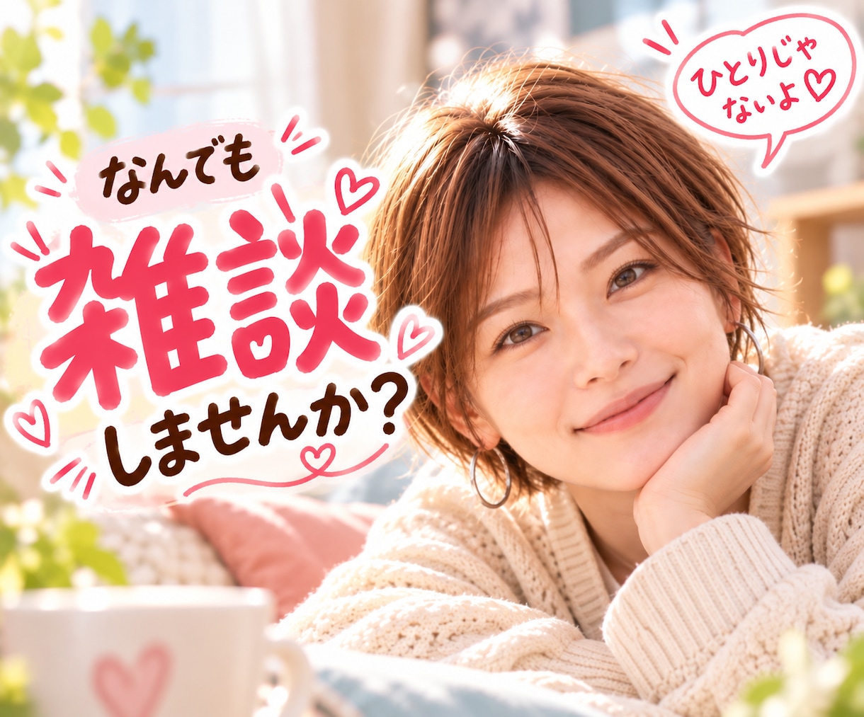 何気ない話も一緒に笑って楽しくおしゃべりします 今日の出来事も好きなことも、気取らず、もことお話し イメージ1